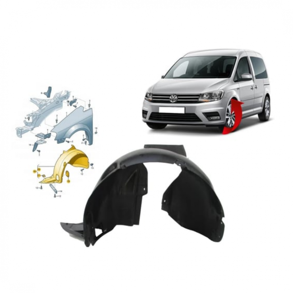 VW CADDY 2015 SONRASI SOL ÖN ÇAMURLUK DAVLUMBAZI 1. KALİTE GKL ÜRETİM 2K5805911J