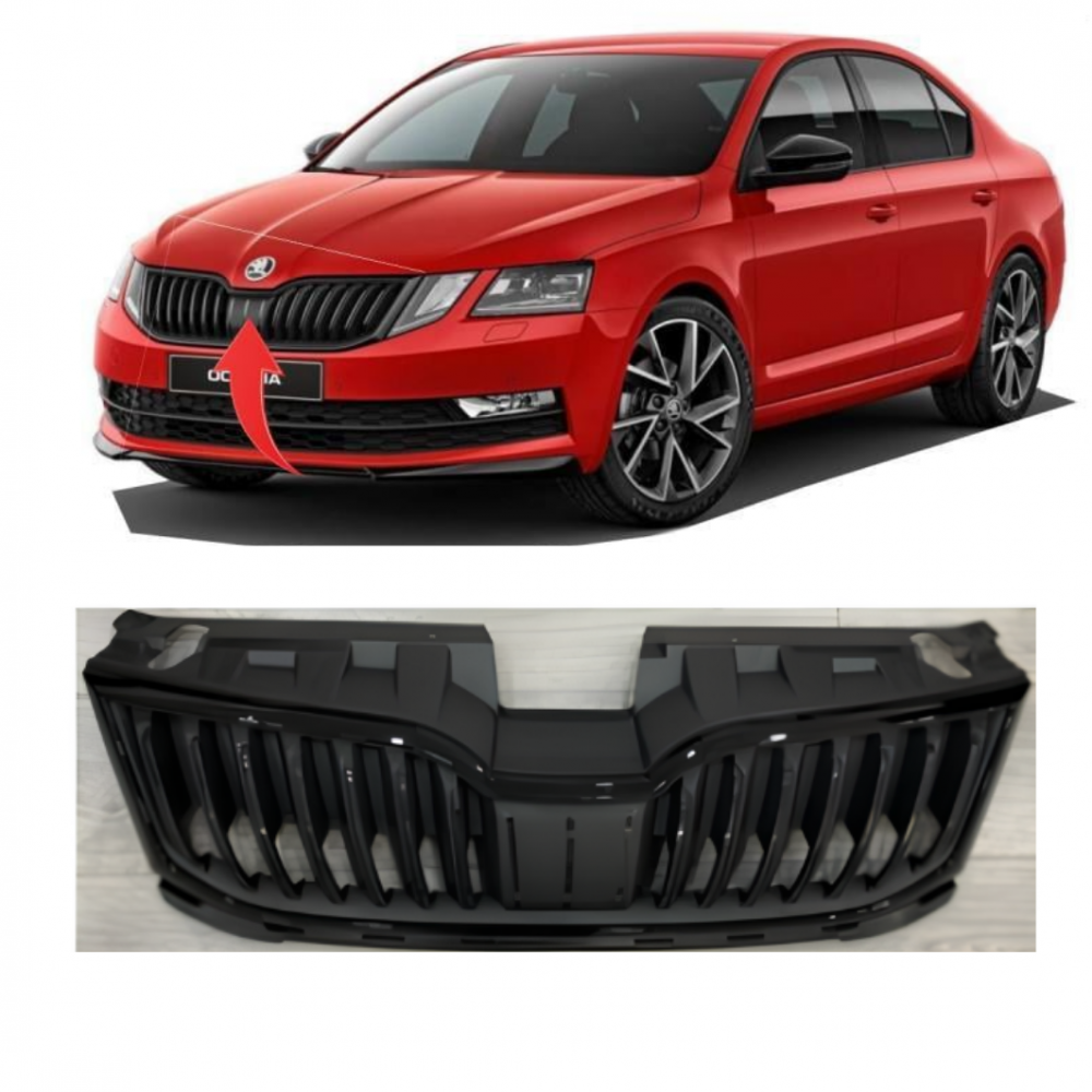 SKODA OCTAVİA 2018-2021 ÖN PANJUR ÜST PLASTİK KOMPLE SİYAH 5E0853653AA