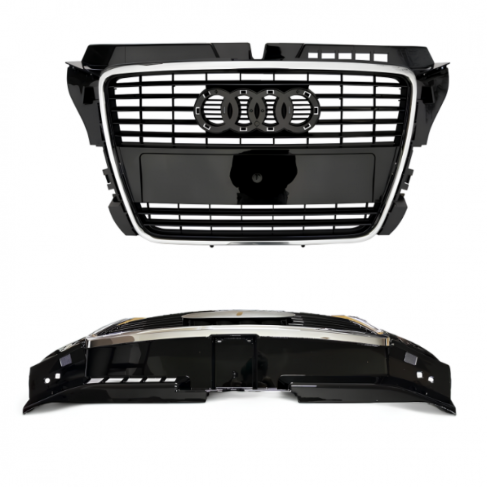 AUDİ A3 2009-2012 ÖN PANJUR PARLAK SİYAH + KROMLU 8P0853651M