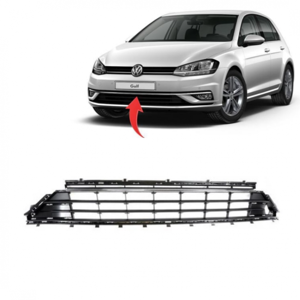 VW GOLF 7.5 2017 SONRASI ÖN TAMPON ORTA IZGARA KROMLU 5G0853671G