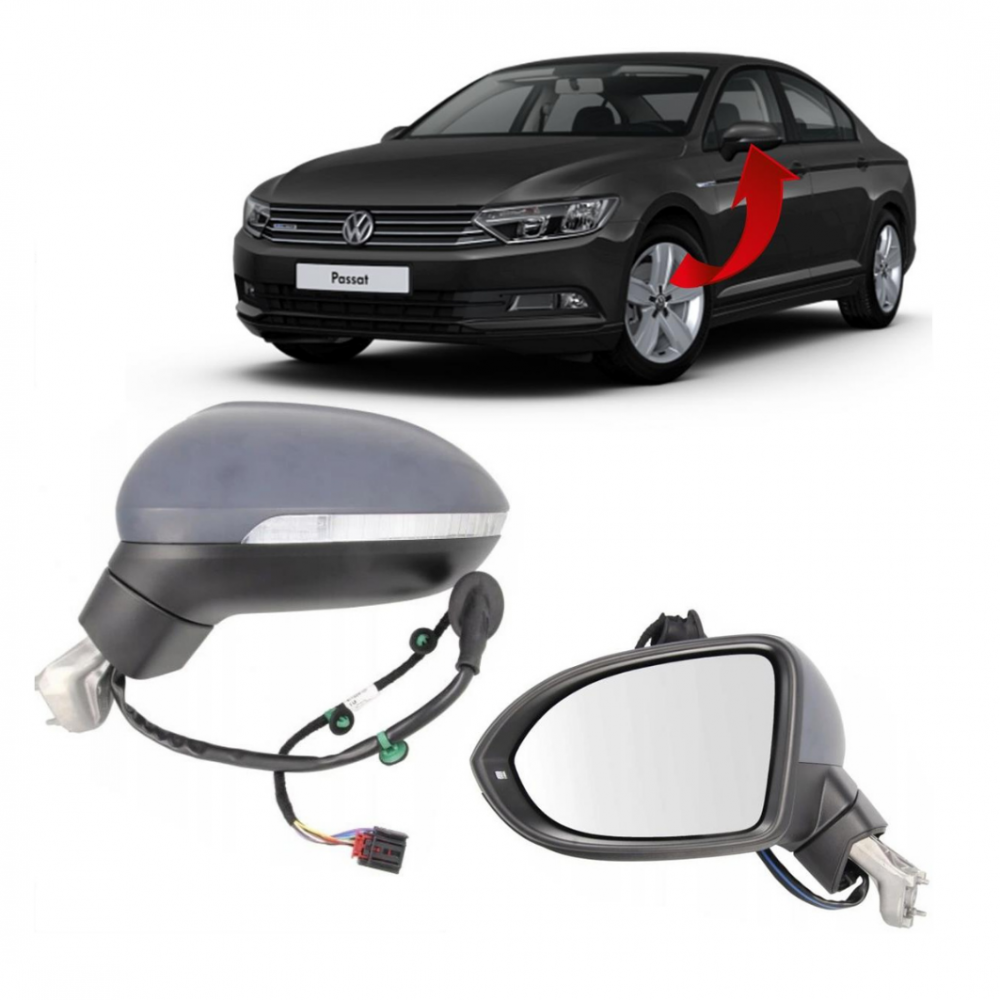 PASSAT B8 2015> SOL AYNA KOMPLE CEVRE AYDINL HAFIZALI KATLANIR 13 PİN 3G1857507BT