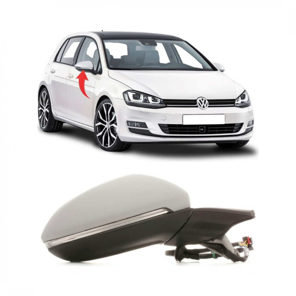 GOLF 7 2013-2017 SAĞ AYNA KOMPLE KATLAMALI HAFIZALI 13 PİN(ÇEVRE AYDINLATMALI) 5G1857508CL